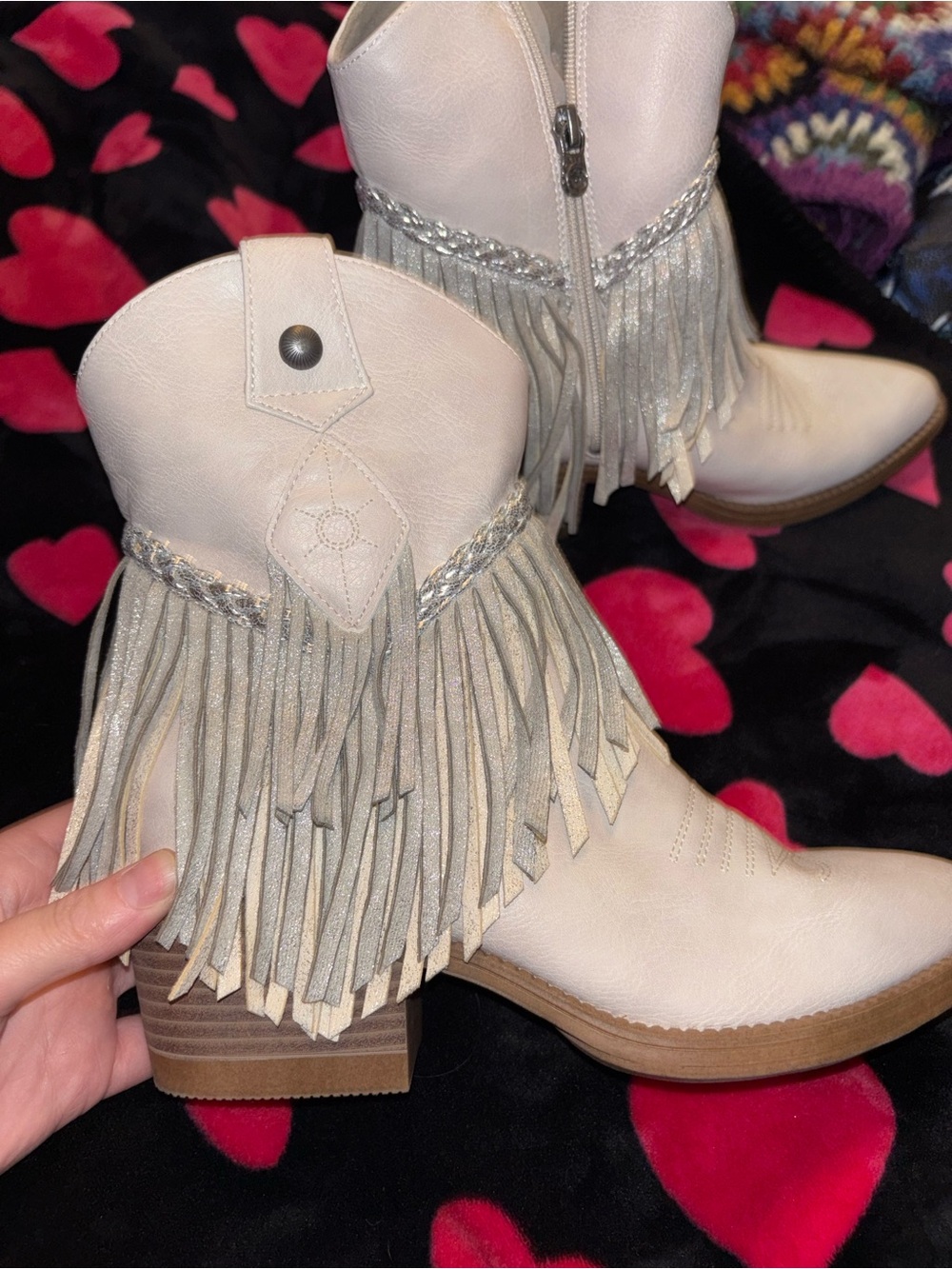 Blowfish Malibu Fringe Ankle Boots in Light Gray Size 7.5 A00515 - Picture 3 of 7